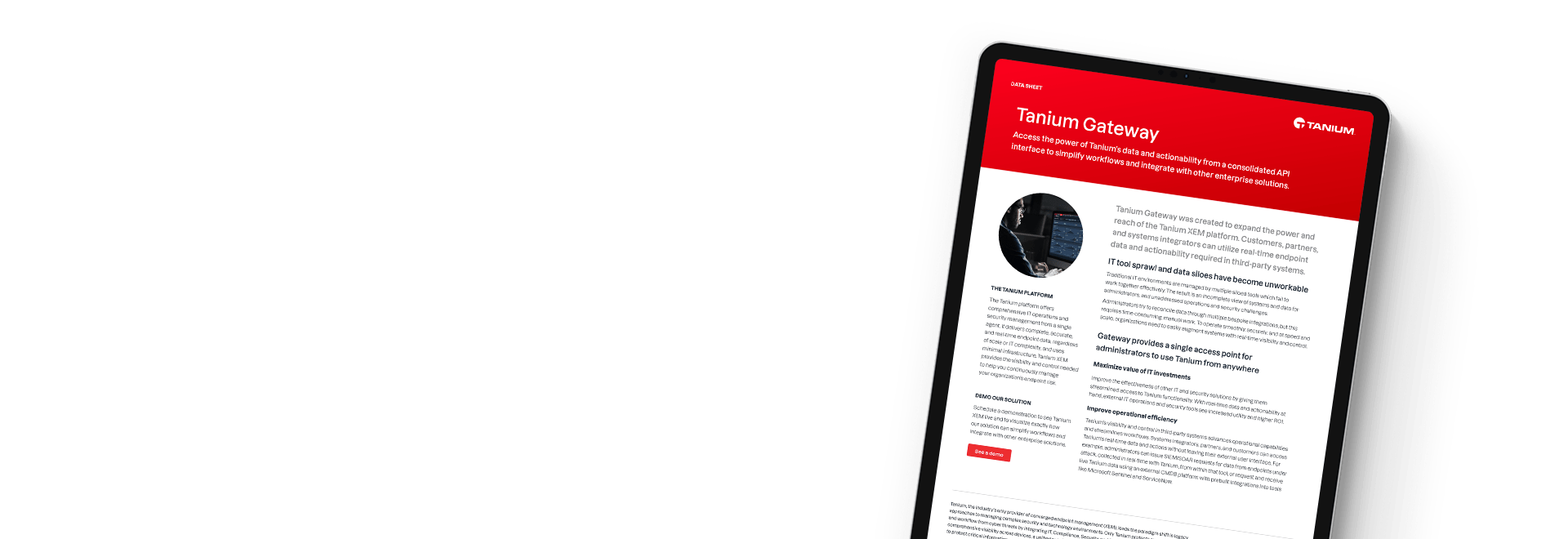 Tanium Gateway datasheet describing data access and management features
