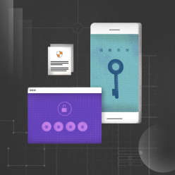 Icon illustration of mobile app and security features