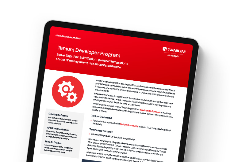 Mobile featured image. Tanium Developer Program data sheet