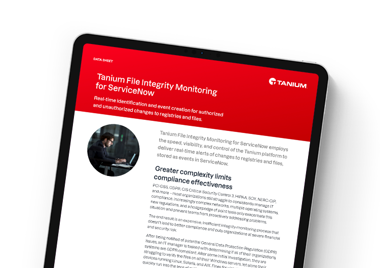 Mobile featured image: Tanium File Integrity Monitoring for ServiceNow