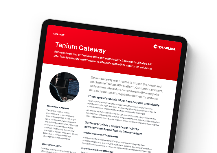 Mobile featured image. Tanium Gateway data sheet