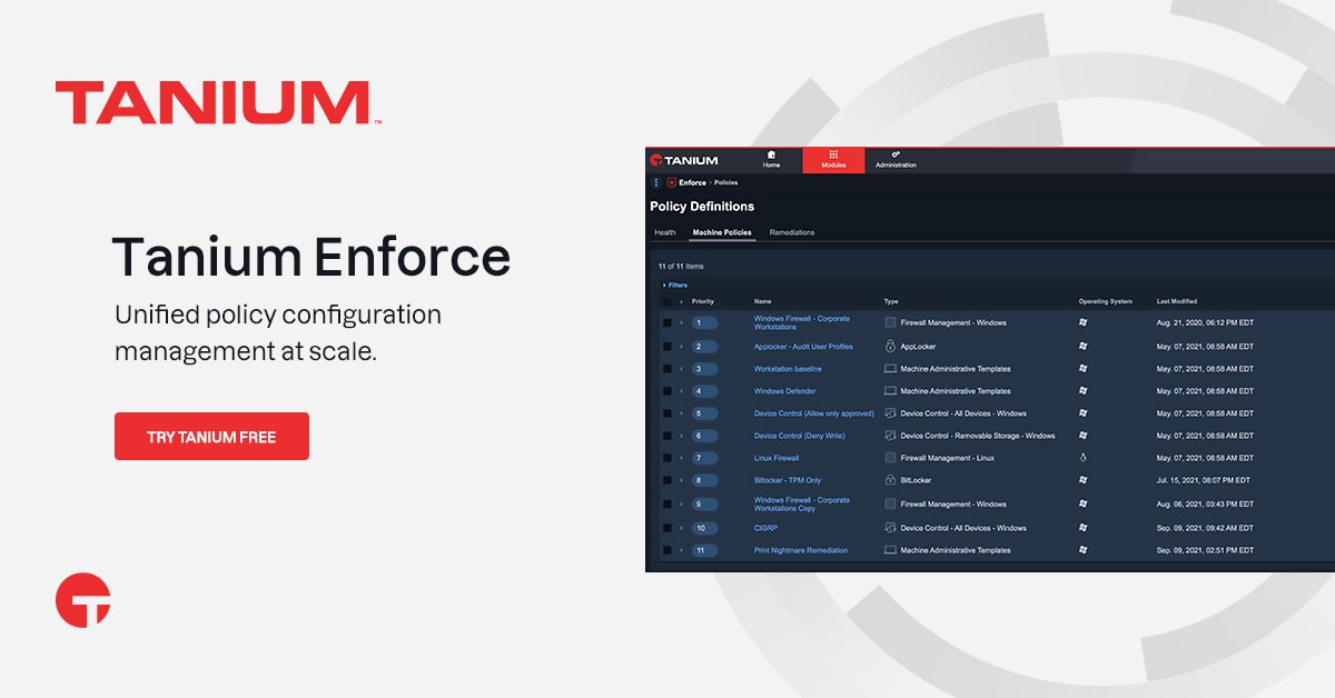 Tanium enforce tanium