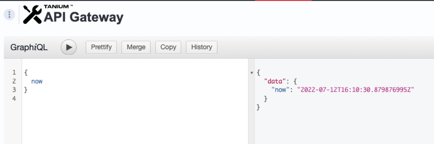 Screenshot 3: Doing a simple graphQL query in the Tanium Console