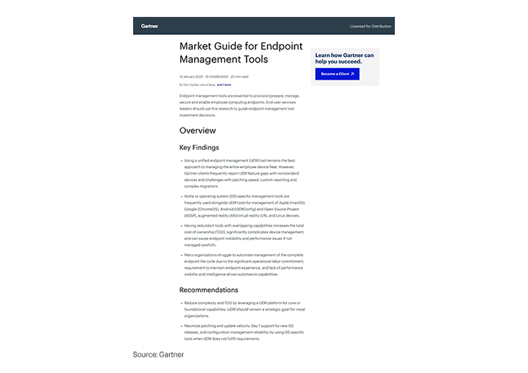 Mobile featured image: Gartner Market Guide for Endpoint Management Tools