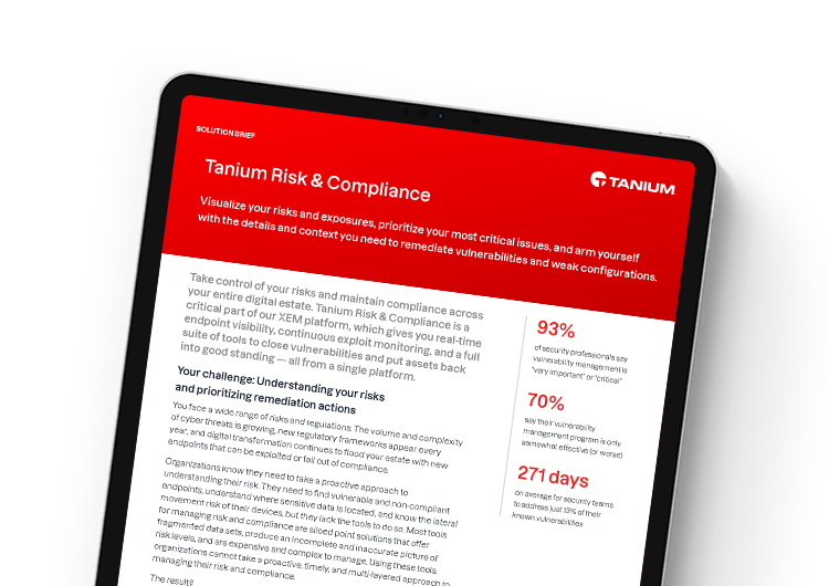 mobile featured image. Tanium Risk and Compliance solution brief