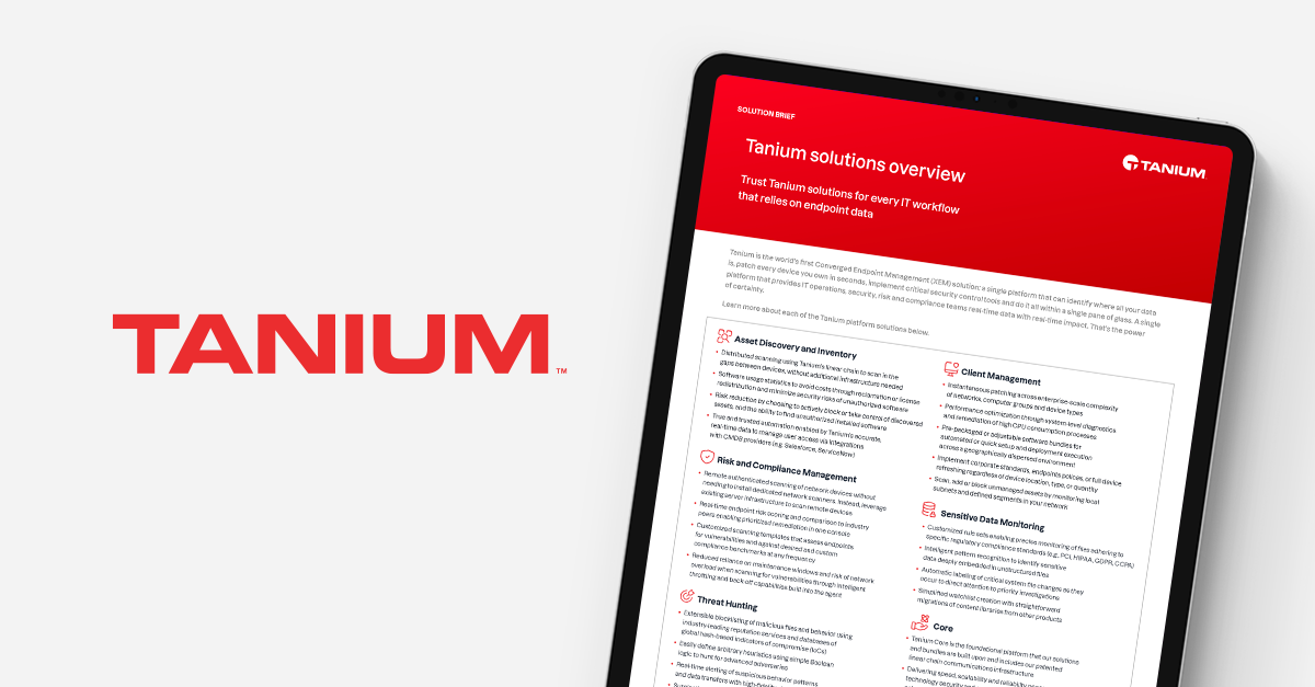 Tanium solutions overview | Tanium