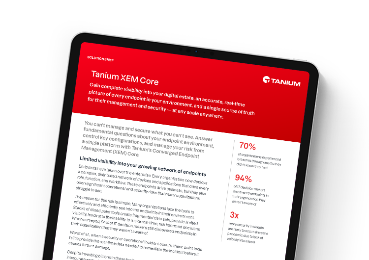 Mobile featured image. Tanium XEM Core solution brief