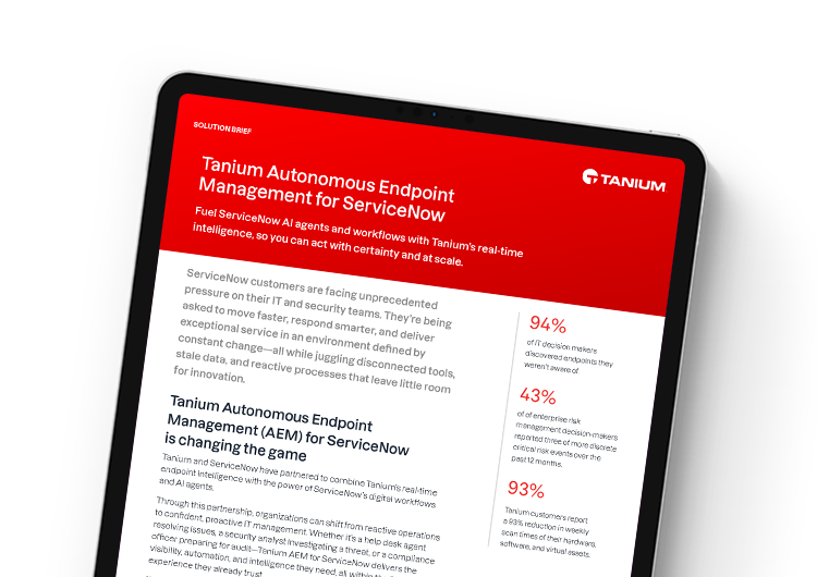 Mobile featured image. Tanium and ServiceNow partnership brief