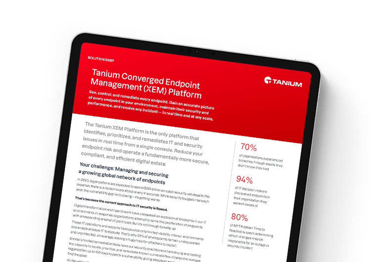 Mobile featured image. Tanium XEM platform solution brief