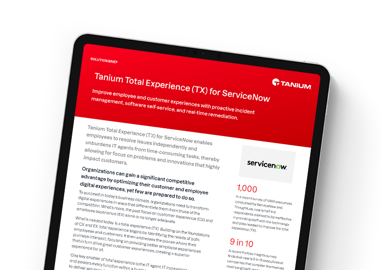 Mobile featured image: Tanium Total Experience for ServiceNow solution brief