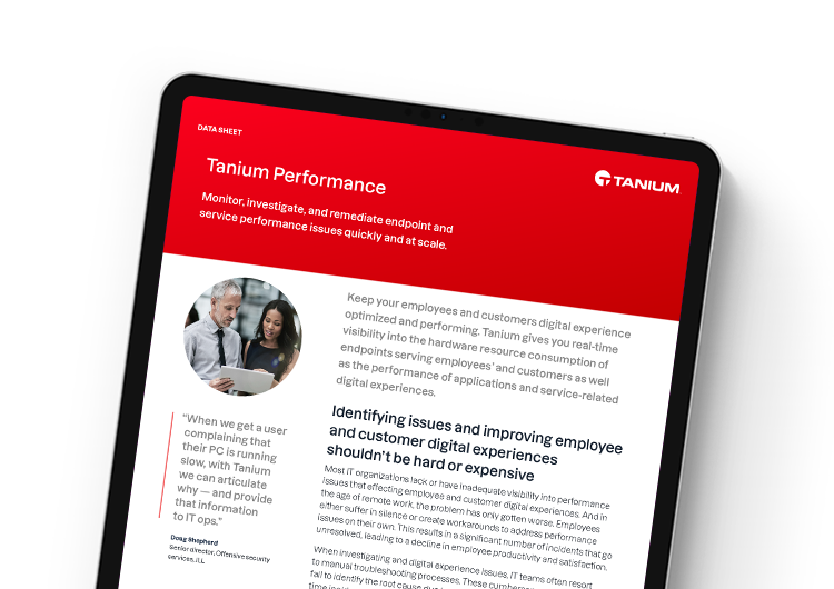 Mobile featured image. Tanium Performance data sheet