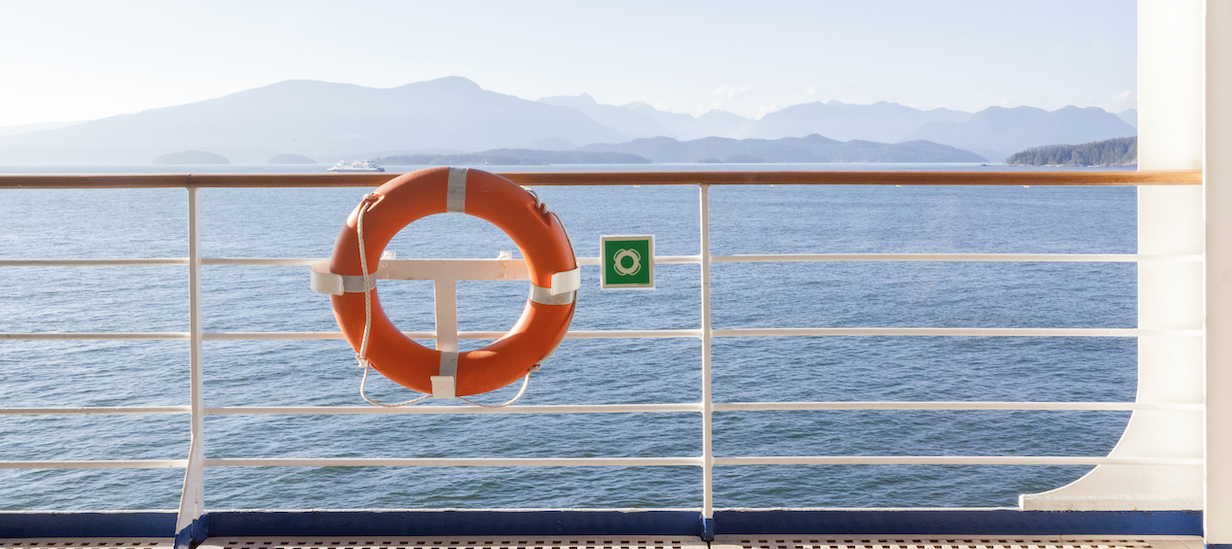 Lifebelt at an outside deck of a cruise ship - Vancouver, Canada