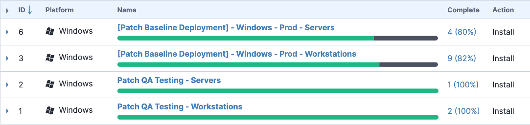 screenshot of Tanium console status report