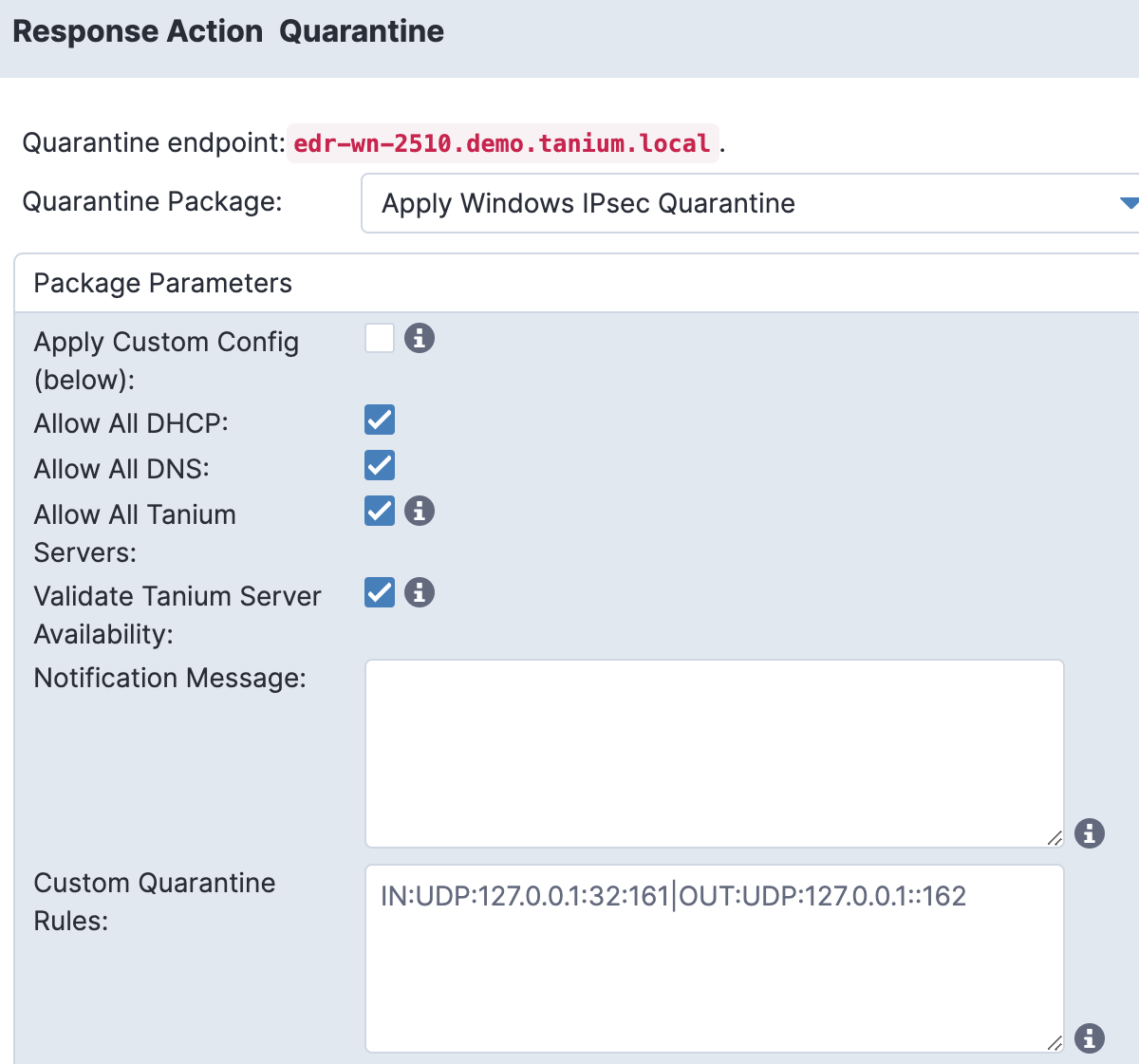 image showing Tanium isolating an endpoint