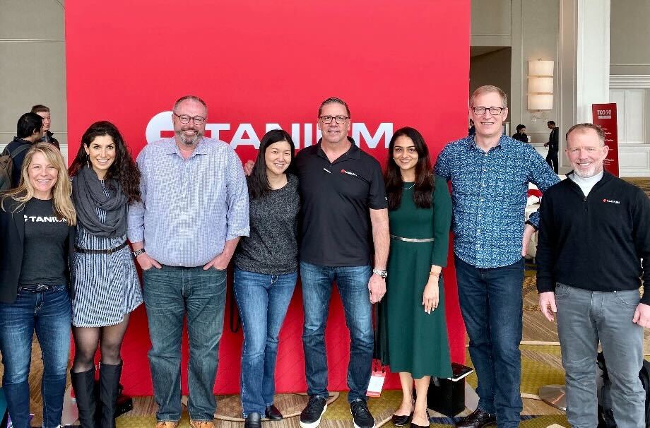Tanium team member Paige Galles with coworkers at Tanium’s Kickoff Event in Nashville, 2019